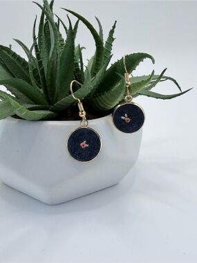 Miniature embroidered rose felt earrings